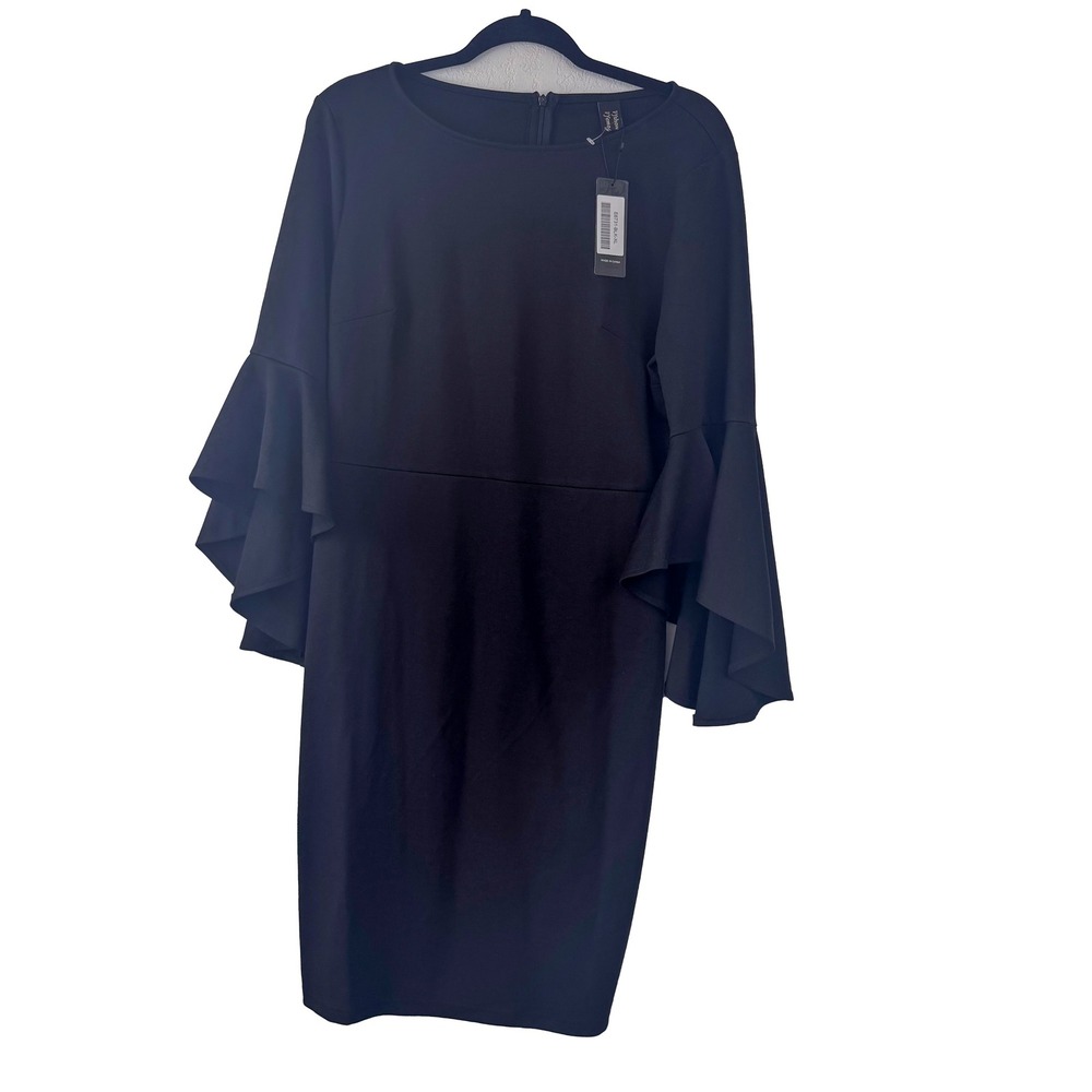 Vfshow Black Tiered Bell Sleeve Sheath Dress XL NWT Cocktail Business